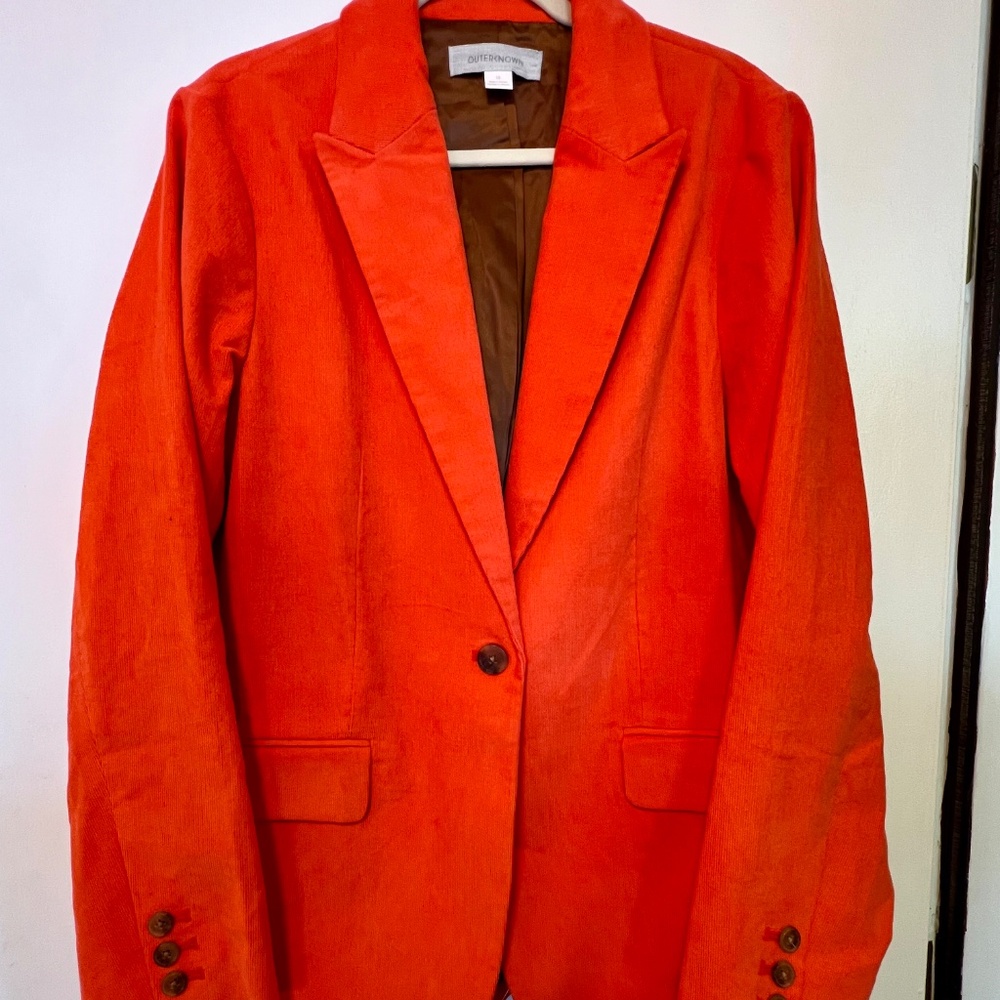 Outerknown Women's Henry Corduroy Boy Blazer Flame Size 10